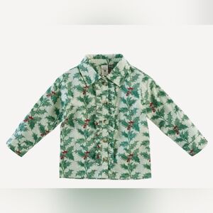 VGUC 3T Kate Quinn LS rolled tuxedo shirt winter holly organic cotton woven